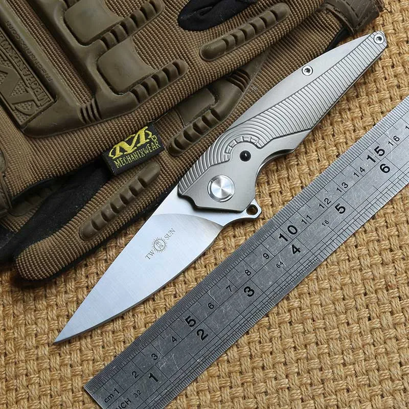 Два солнышка TS102 Флиппер мяч заварочный складной нож титановая ручка D2 лезвие