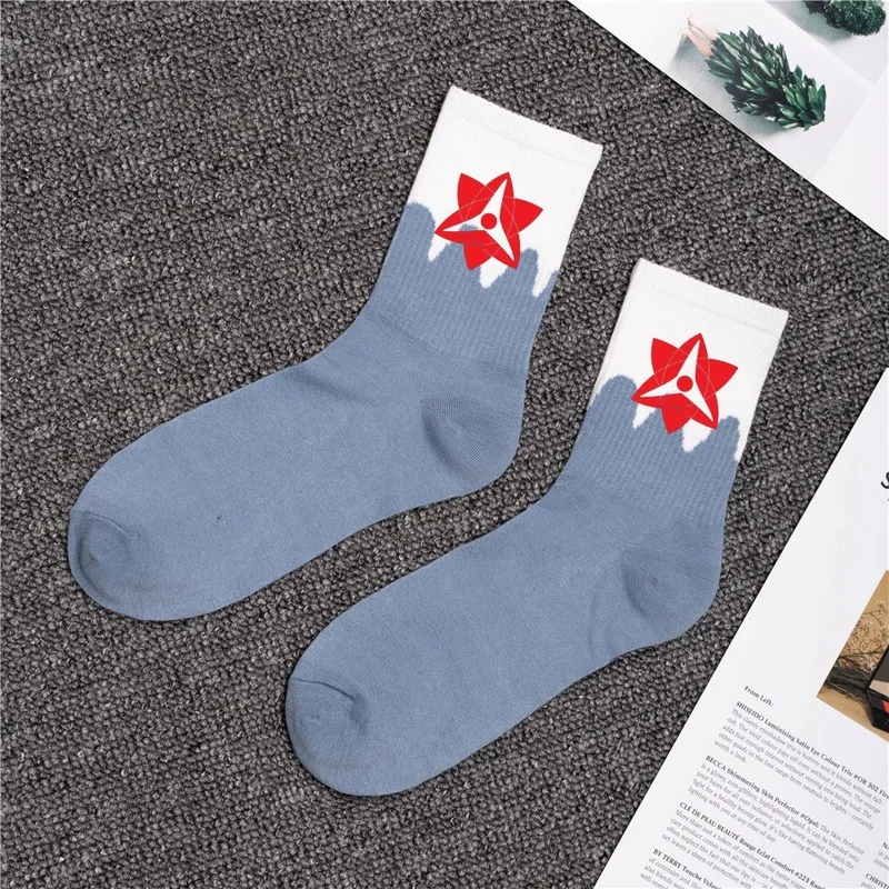 Calcetines de tubo con dibujos de Naruto para ni&ntilde;os y ni&ntilde;as, calcet&iacute;n informal de anime, Sasuke Sakura, cosplay, 1 par-1