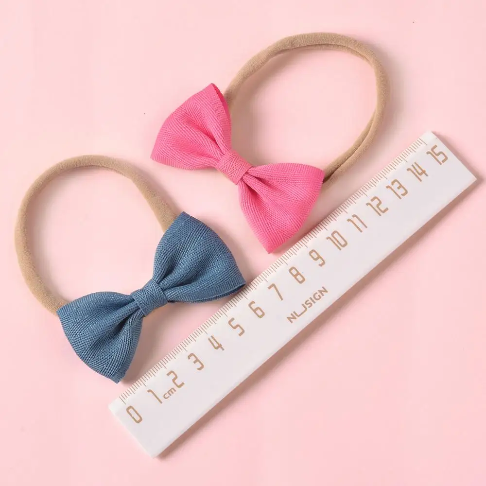 

30pc/lot 2020 New Kids Girls 2.6 Solid Cotton Linen Fabric Hair Bow Headband,Newborn Knot Bows Nylon Headbands Hair Accessories