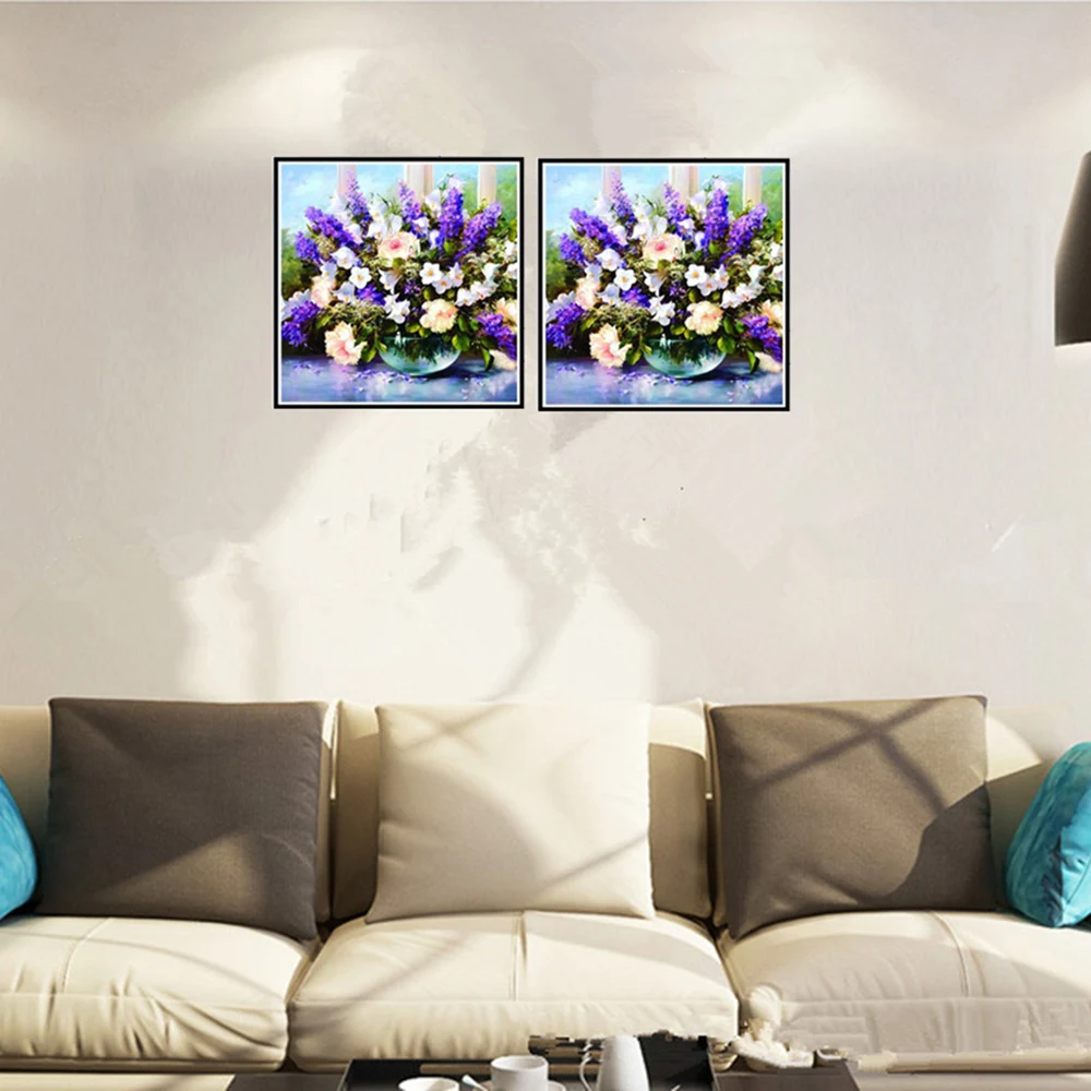 Алмазная 5D картина Стразы с изображением пейзажа цветов для творчества полная