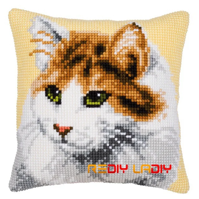 CX0391 DIY Вышивка крестом Подушка передняя игривые котята подушки массивные наборы вышивки крестиком акриловая пряжа чехол для подушки домашний декор ремесла - Цвет: CX0391