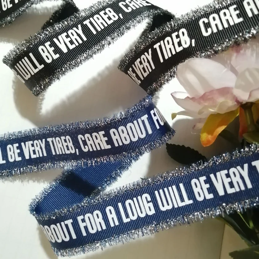 Новинка ковбойская кружевная лента 10 м/лот с белыми буквами синего и черного