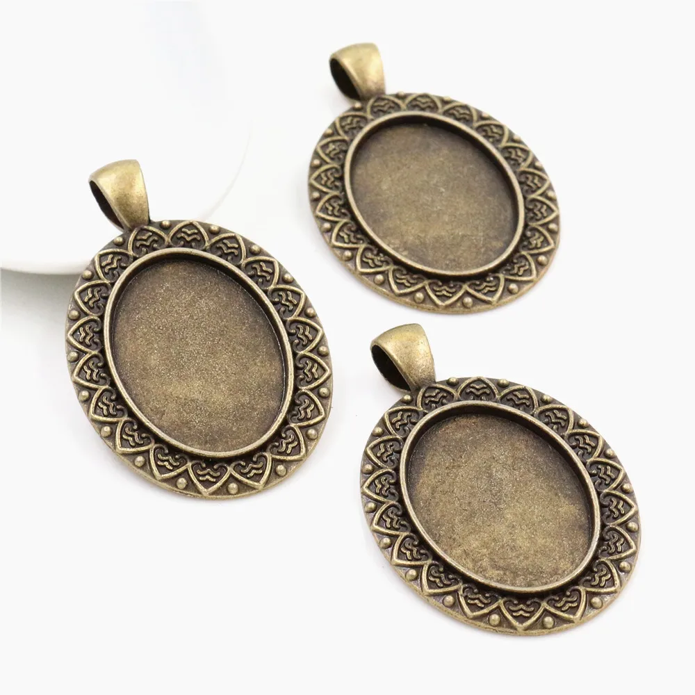 10 шт. 18x25 мм внутренний размер античная бронза посеребренные цветы стиль Камея