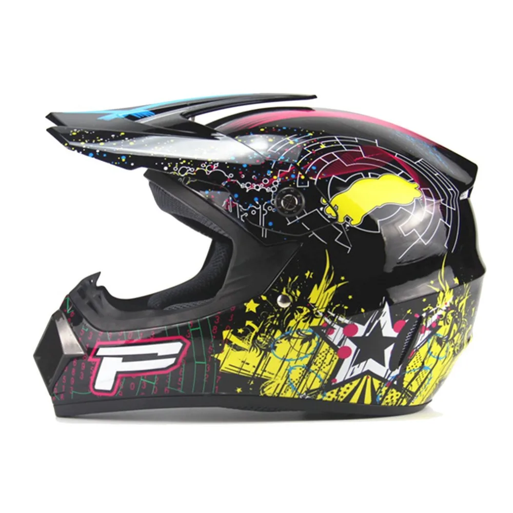 

3PCS/Set Breathable Motorcycle Helmet Lightweight Full Face Racing Motorcycle Safety Unisex ABS Shell Motorbike Helmet