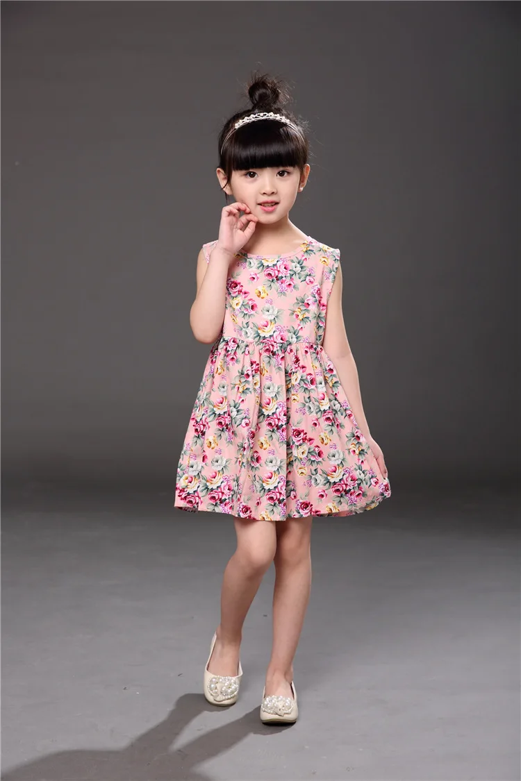 Pinkfloral Модные летние платья для девочек детское хлопковое платье без рукавов белого и темно-синего цвета с рисунком губной помады детская одежда для детей от 3 до 7 лет - Цвет: Pinkfloral