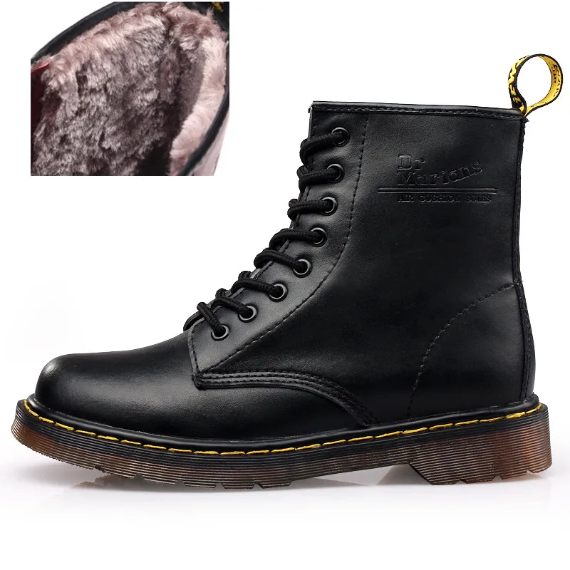 fur black Женские ботинки из спилка наивысшего качества; брендовые зимние ботинки; теплая удобная женская обувь на меху; Dr с коробкой; ST324 - Цвет: fur black