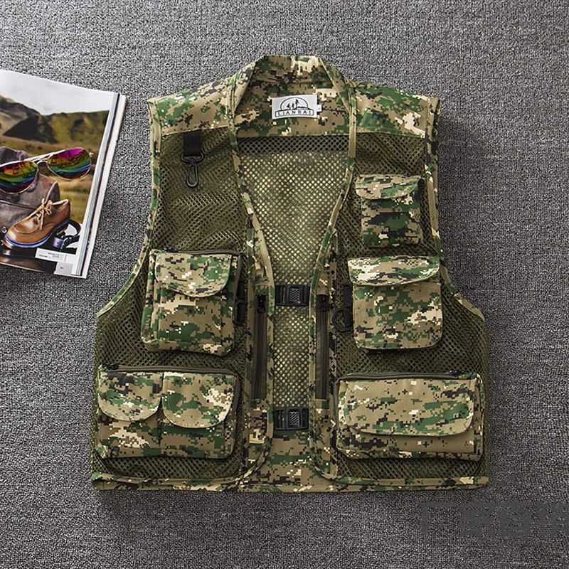 

8 Styles Summer Outdoor Men Camouflage Mesh Photography Vest Multi-pocket portable Breathable Quick Dry Light Fishing Vest