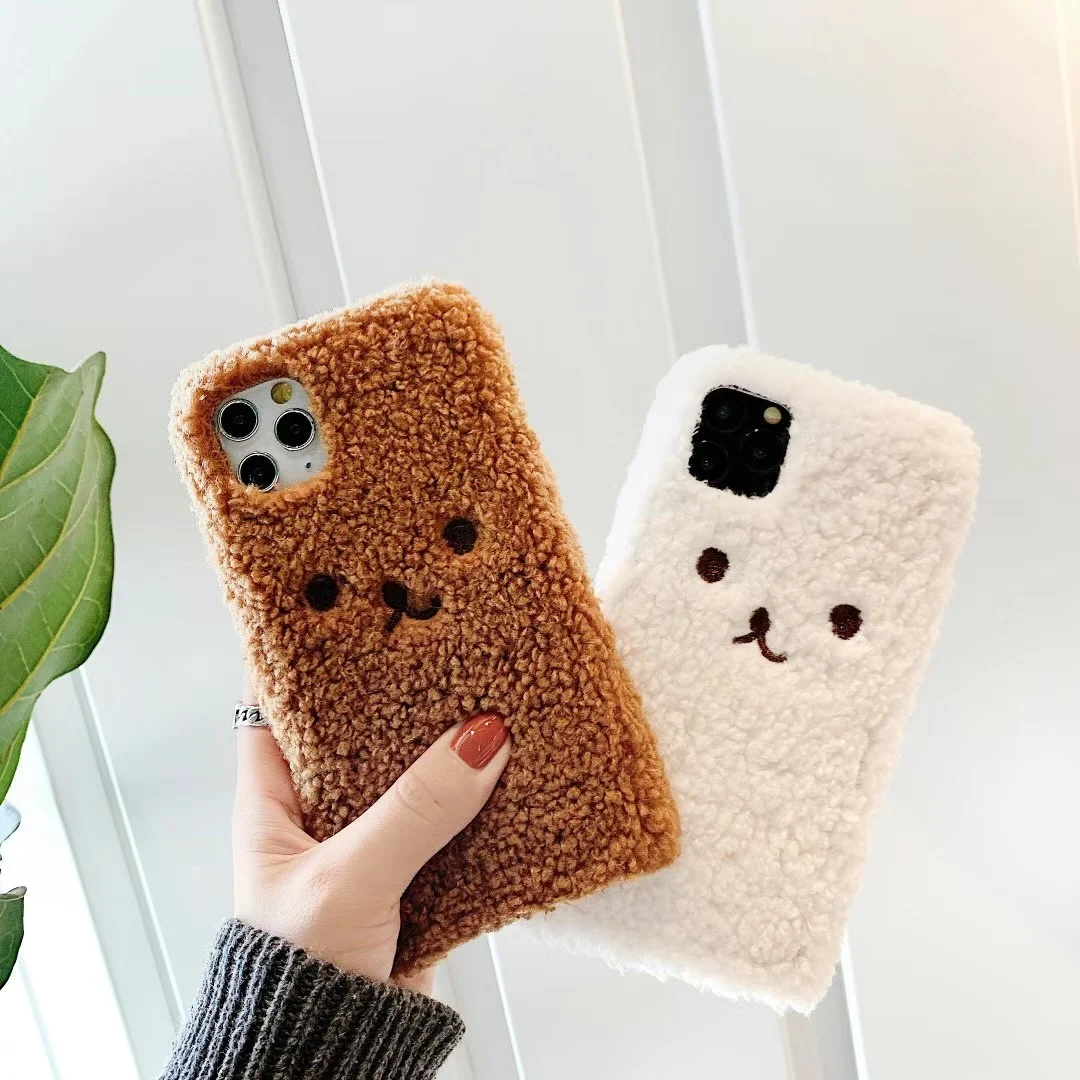 hot for iphone 13 12 pro 11 pro max x xs max xr 7 8 plus soft shell cute cartoon brown bear plush mobile luxury phone cases free global shipping
