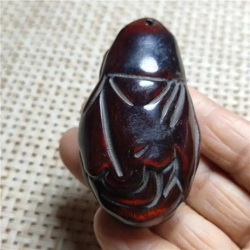 Китайская антикварная статуя из бычьего рога ручная резьба Гуань Юань гуньгун