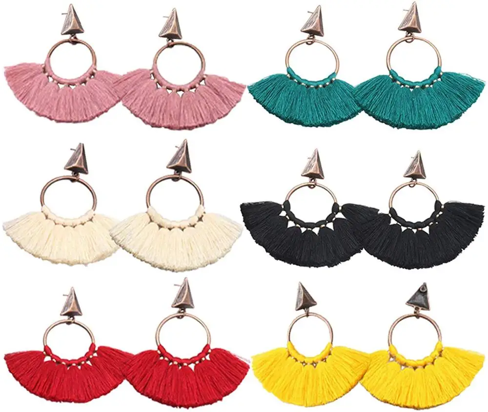 EVBEA 6 пар серьги с кисточками гипоаллергенный большой обруч висячие бахрома Boho