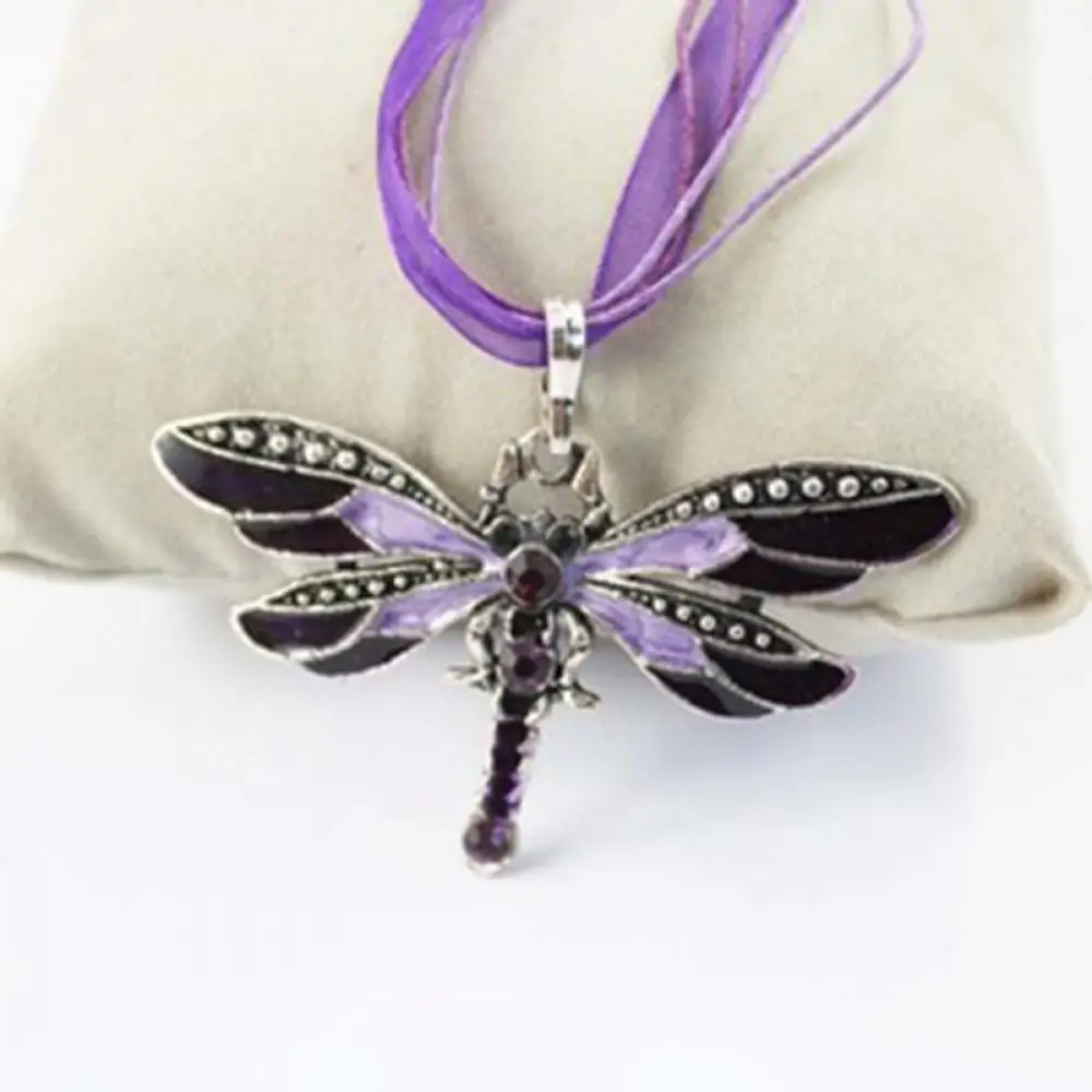 

Women Girls Retro Silver Jewelry Pendant Necklace Dragonfly Crystal Sweater Chain Necklace Xmas Gift Fashion Jewelry Accessories
