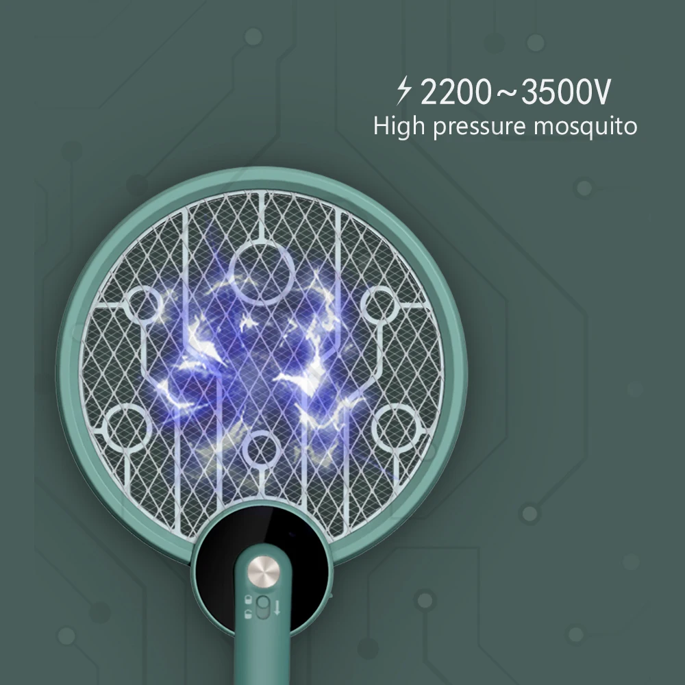 

Efficient Electric Mosquito Swatter Portable Rechargeable USB Fly Insect Handheld Fly Killer Foldabl Shoot Mosquito Racket 3500W