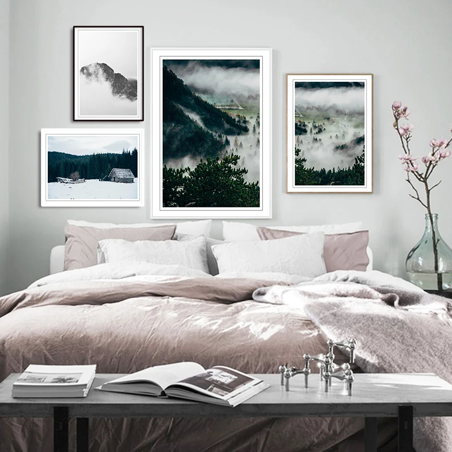 Горный пейзаж настенная живопись абстрактный художественный постер и печать HD