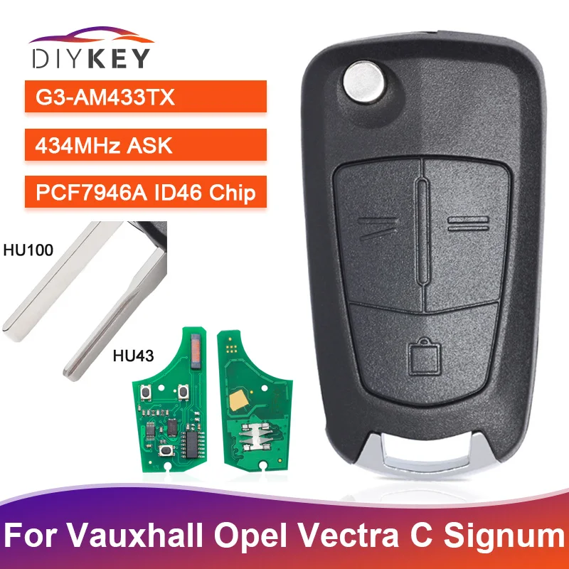 DIYKEY для Vauxhall Opel Vectra C 2002 Signum 2003 2004 2005 2006 2007 дистанционный брелок ключей диагональю