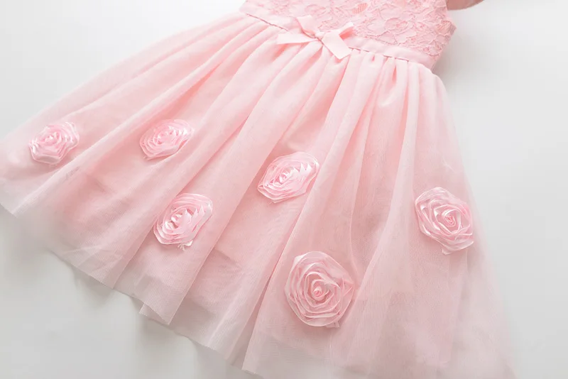 LOVE DD&ampMM Girls Dresses 2022 Summer New Sweet Lace three-dimensional Flowers bow short-sleeved Mesh Princess Vest Dress | Детская