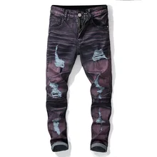 2021 Brand New Mens Fashion Retro trend Jeans Hot For Young Men Tie dye Mens Pants Casual Slim Cheap Straight Trousers