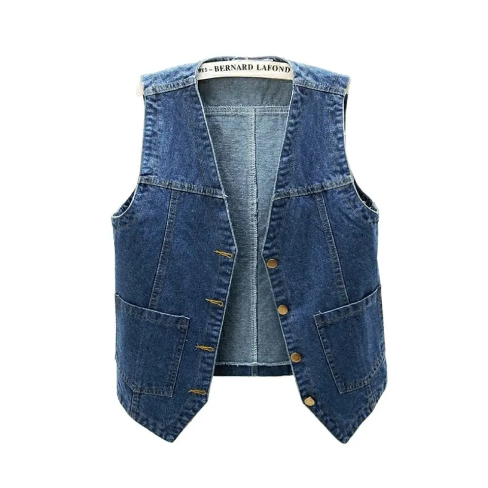 

New Spring Autumn All-Match Cowboy Vest Female External Wear Short Sleeveless Coat Waistcoat Summer Outside Studen Vest Tide