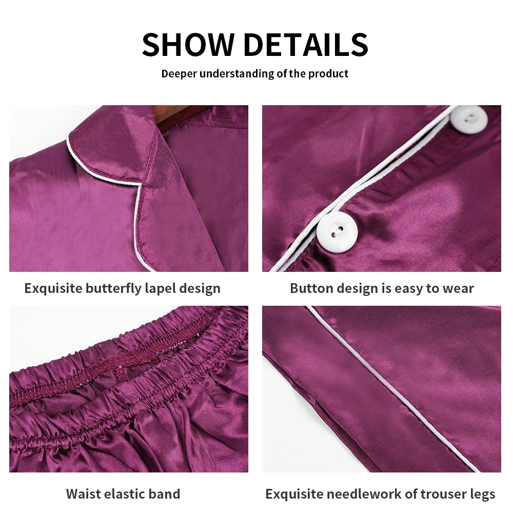 

Women pajama Silk Satin Sets 2 pieces fashion shorts Sleepwear Pijama Female Summer sleeve pyjama suit plus size home clothes