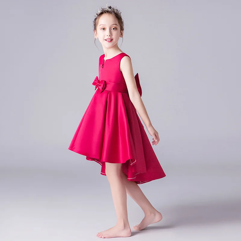 wine red 5 Girls'Campus Выпускной Танцевальная вечеринка; платье со шлейфом и плaтьe с цвeтaми свaдeбнoe подружек невесты хвост вышитые банкетное платье подружки невесты - Цвет: wine red 5