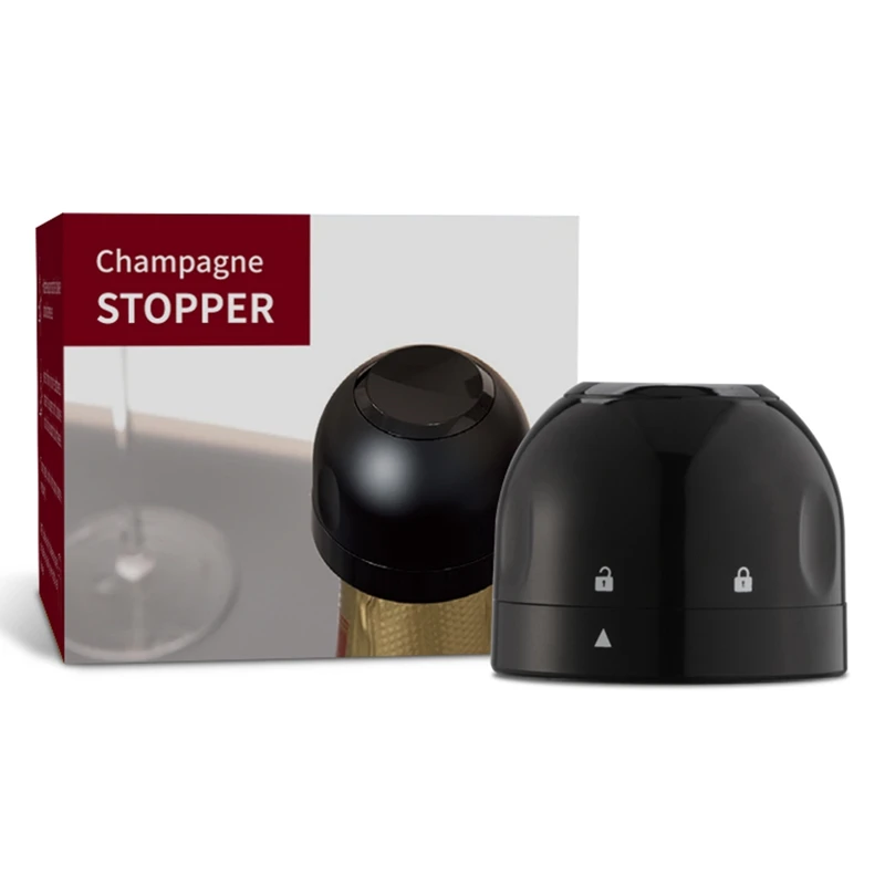 

1Pcs Siliconen Wijn Flessenstop Sealed Mini Food-Grade Abs Mousserende Wijn Champagne Flessenstop Zwart Bar Gereedschap fles Cap