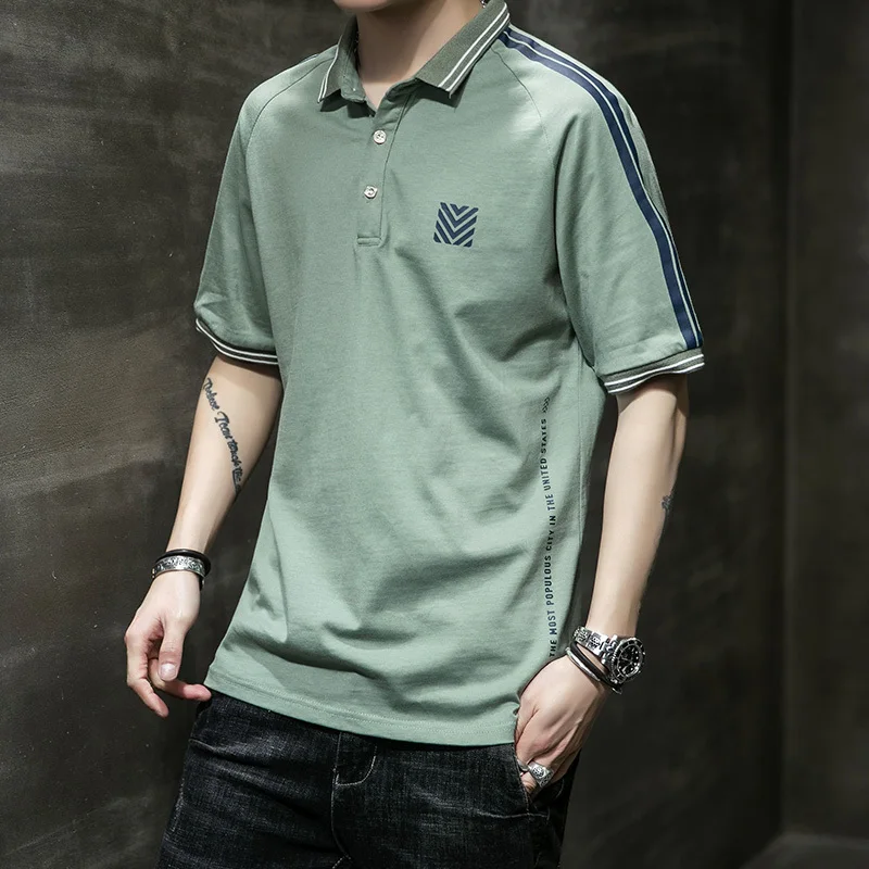 Мужская летняя футболка с коротким рукавом новый стиль 2020 трендовая в Корейском