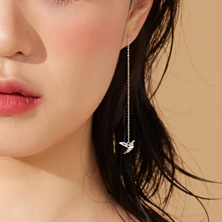 Женские длинные серьги из серебра 925 пробы с изображением крана|Серьги-подвески| |