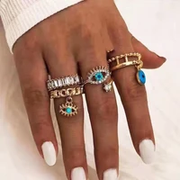 boho vintage turkey blue eyes rings for women fashion anillos men cz dangle anel evil eye ring set girl punk jewelry amulet gift