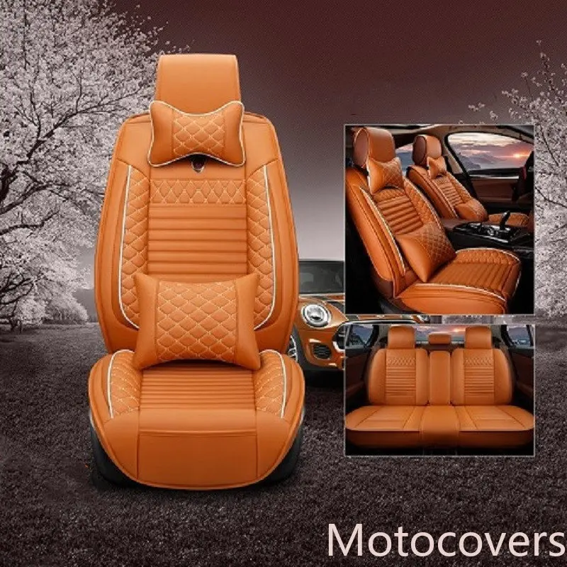 

Motocovers New Car Seat Covers Full Set For Sedan SUV Durable Leather Adjuatable Five Seats Cushion Front Rear Seat Covers 02