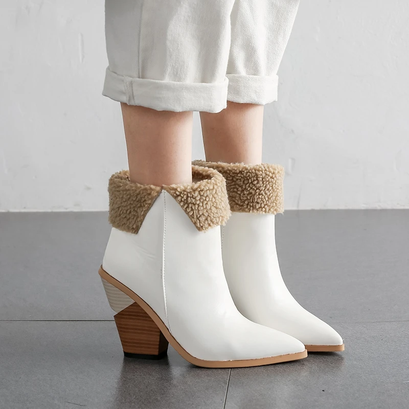 

New Brand Women Boots Pointed Toe Wedges Shoes Autumn Winter Boots Short Ladies Western Ankle Boots for Women High Heel Boots