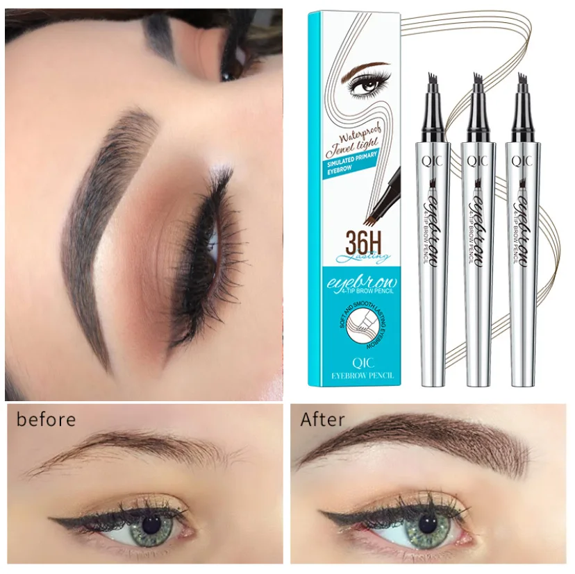 Карандаш для бровей 3 цвета Водонепроницаемый вилка наконечник карандаш