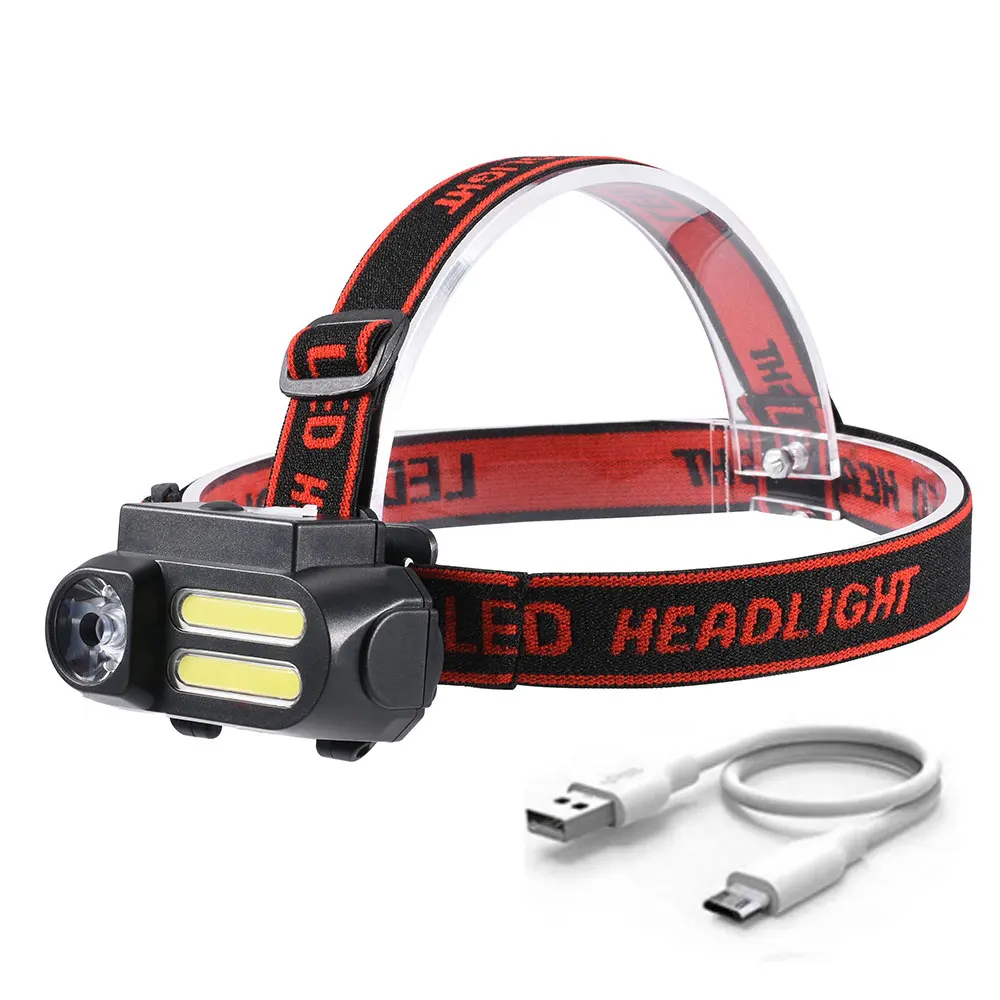 NO 18650 Batttey Мини-cob LED фары фара фонарик USB Перезаряжаемые 18650 яркий фонарь кемпинг Пеший Туризм Фонарь для ночной рыбалки - Испускаемый цвет: NO 18650 Batttey