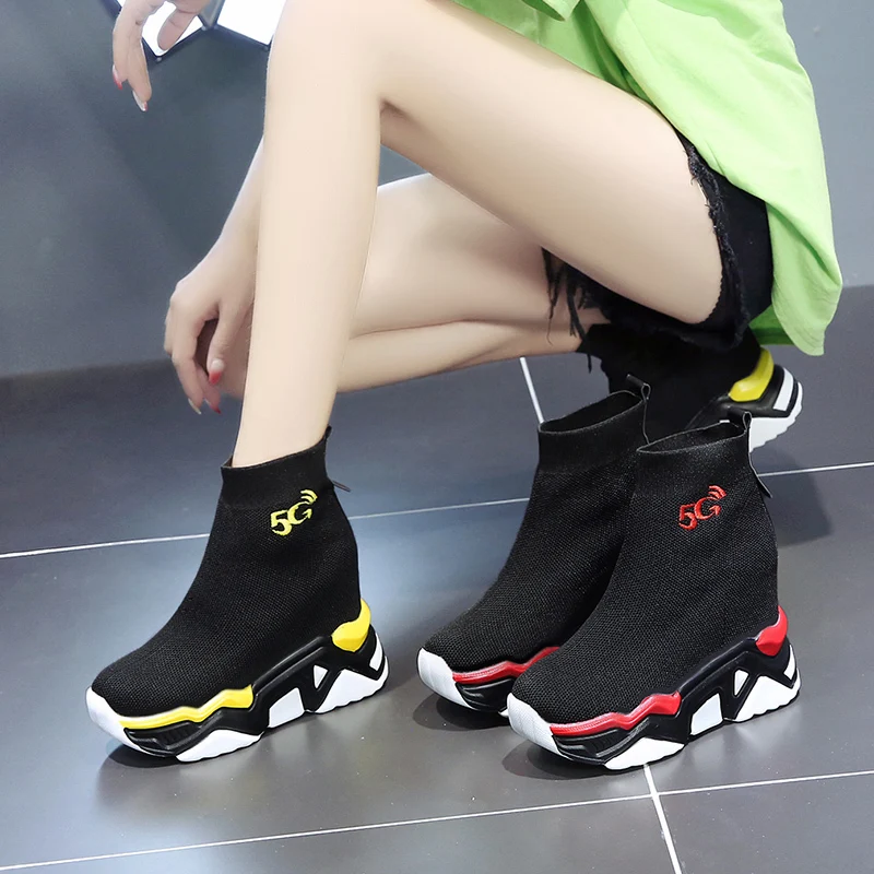 Женские ботинки носки коллекция 2019 года модная повседневная обувь на платформе и