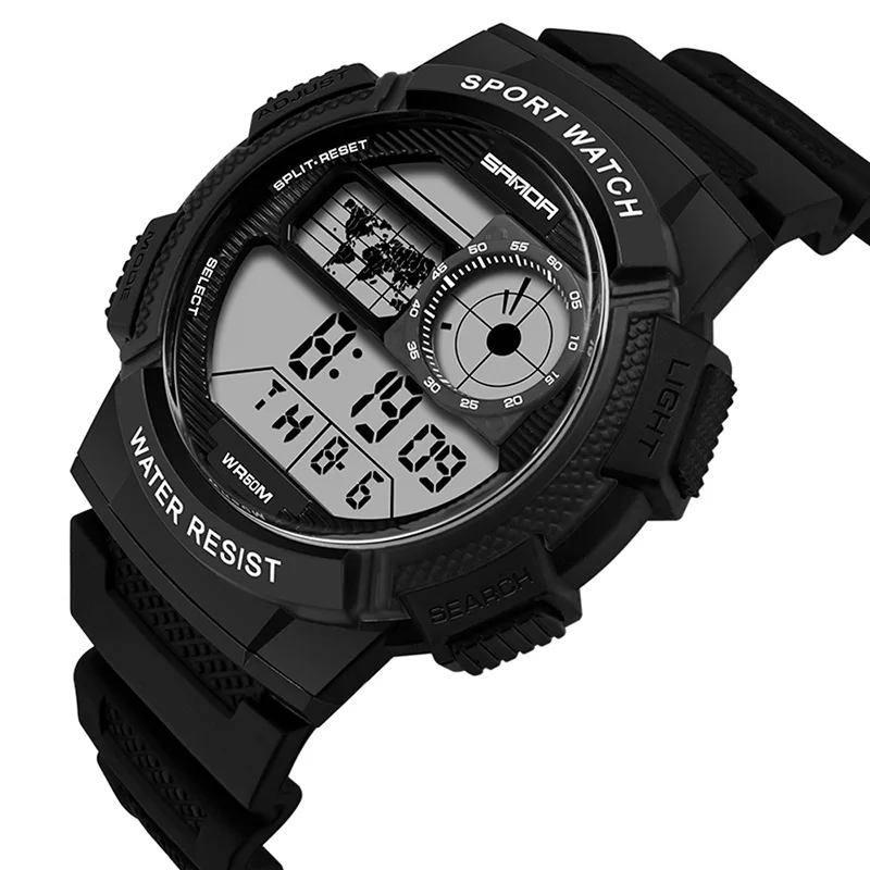 Black Gray Sanda 385 мужские часы умные цифровые часы водонепроницаемые 50 м электронные часы Дайвинг Плавание Спортивные Наручные Часы relogio masculino - Цвет: Black Gray
