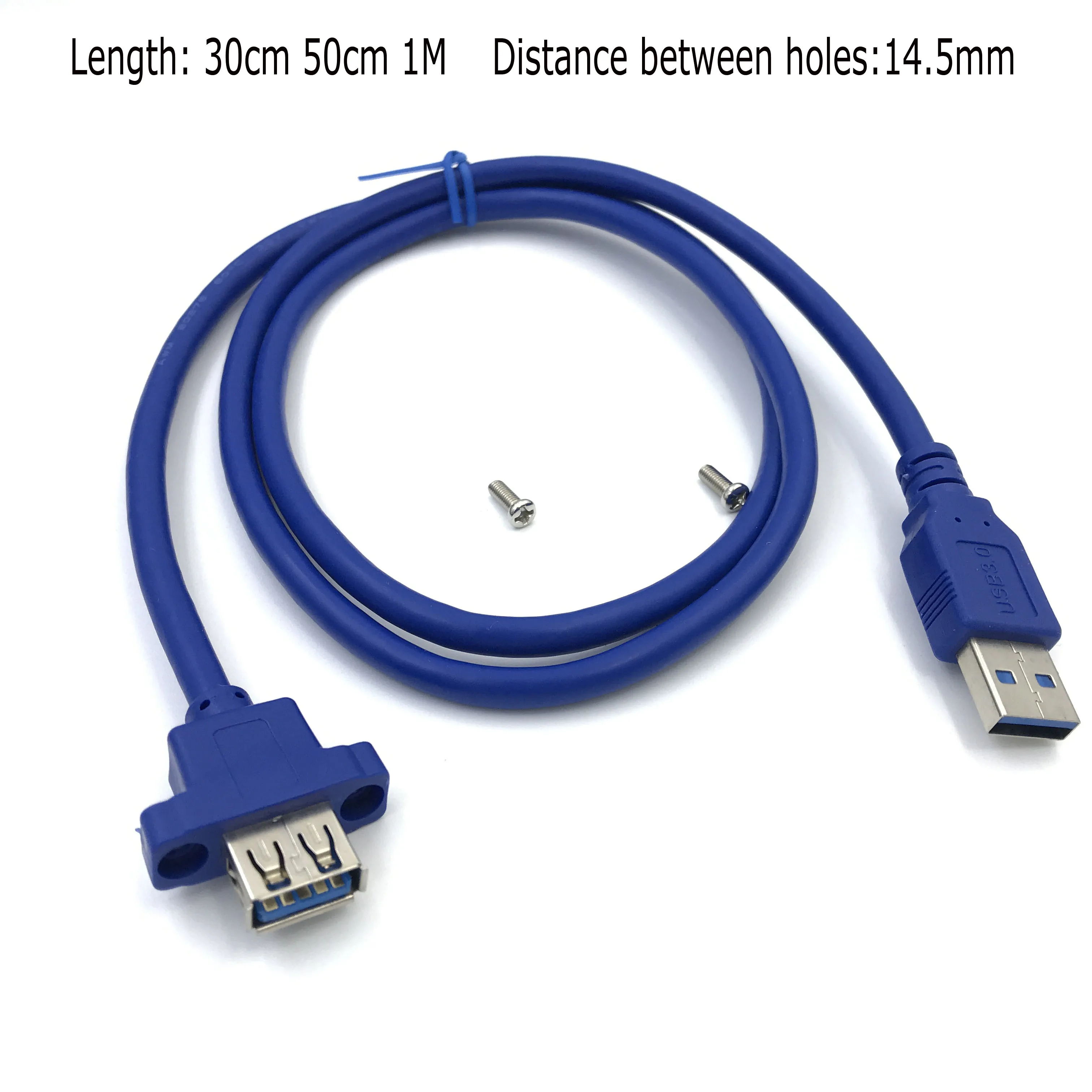 USB3.0 male to female extension cable with screw hole Can Lock Panel Mount Cable for PC Laptop Driving recorder U-disk computer