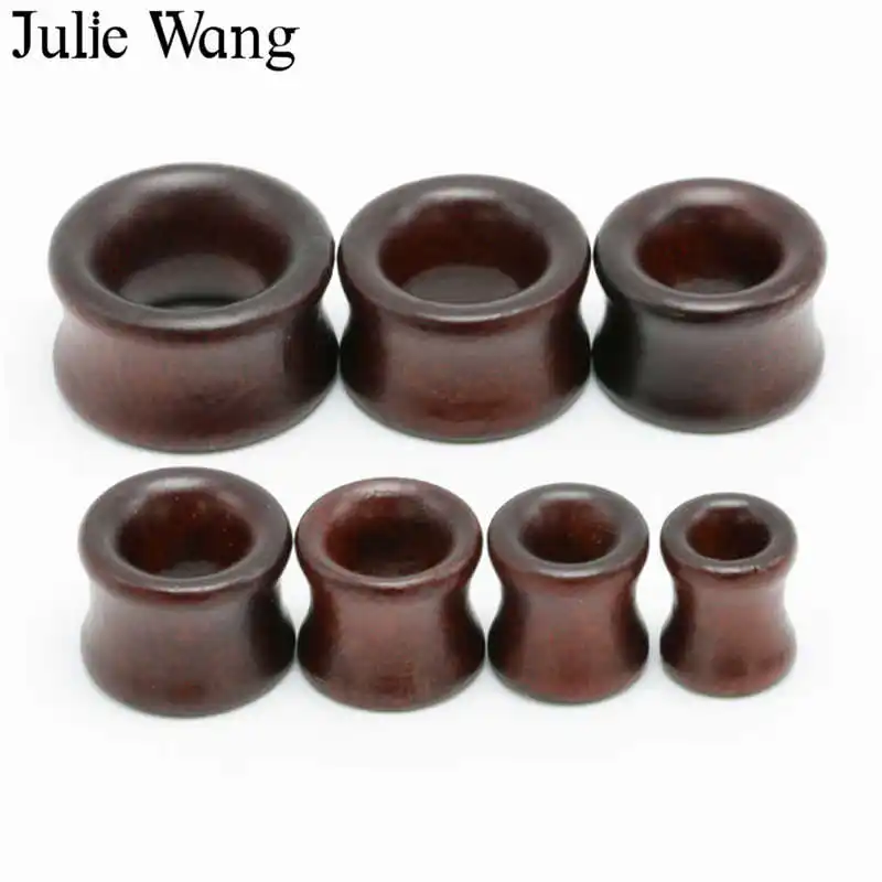 Julie Wang 8 20 мм черные коричневые деревянные заглушки для пирсинга Гибкий Туннель