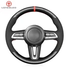 LQTENLEO, черное, из углеродного волокна, замша, Ручное шитье чехол рулевого колеса автомобиля для Mazda 3 Axela 2019, 2020, CX-30, 2020, MX-30, 2020