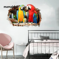 wall stickers 3d parrot decorative painting bedroom living room tv sticker mural cute wallpaper