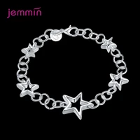 fashion 925 sterling silver stars charm bracelets bangles lobster clasps bracelet women femme fashion jewelry 19 5cm length