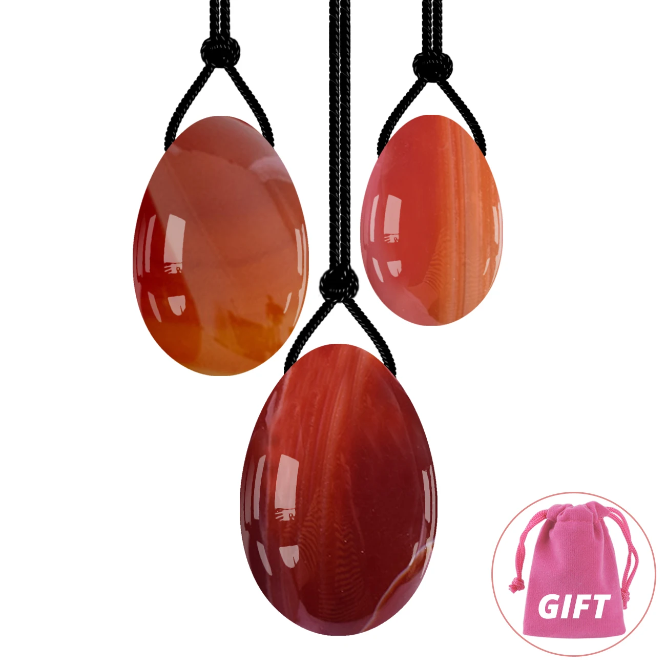 Red Agate Yoni Egg Drilled and Undrilled Jade Egg for Kegel Exercise Pelvic Floor Muscles Training Health Care Massage Ball
