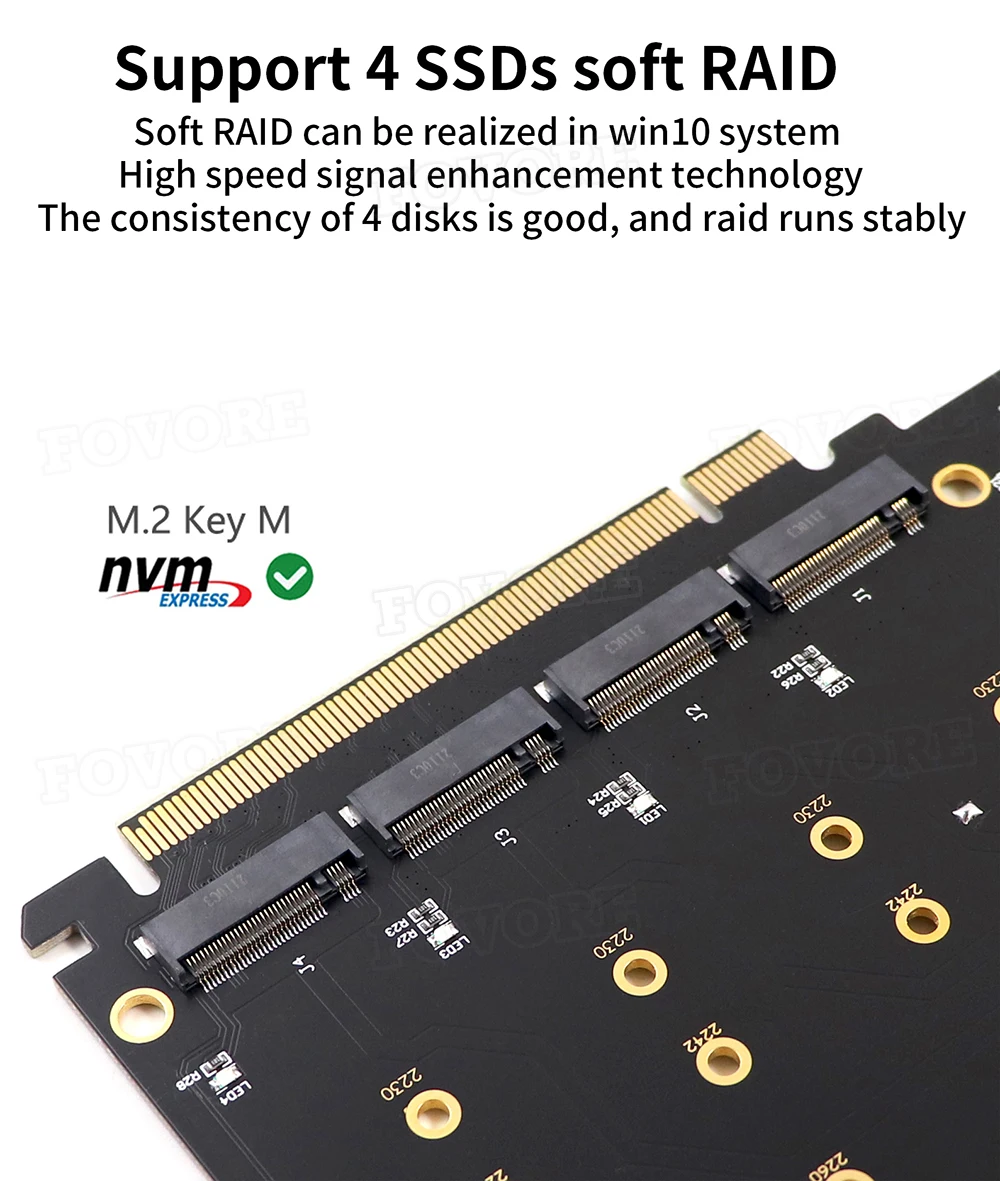 адаптер pcie 40 m2 pcie x16 4 порта m2 nvme m key ssd конве