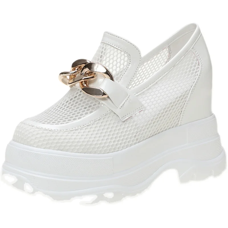 

Breathable Shoes Oxfords Women's Female Footwear Casual Sneaker Round Toe Clogs Platform Increas Height Tennis Leather Dress Cre