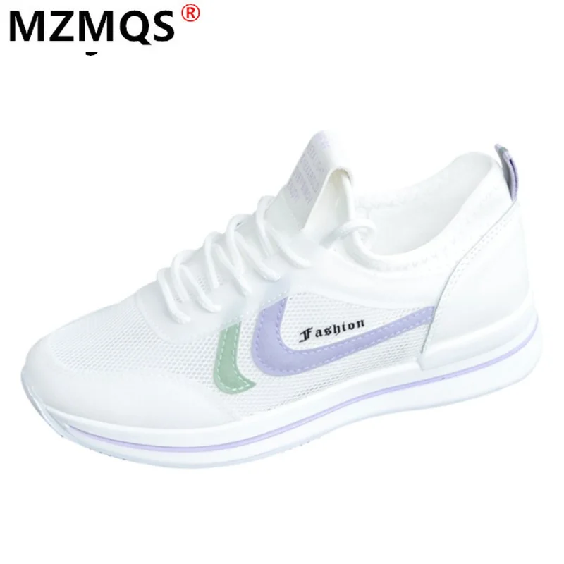 

2021 Spring New Outdoor Lace-up Women's Vulcanize Shoes Fashion Breathable Mesh Light Women's Casual Sneakers Zapatos De Mujer