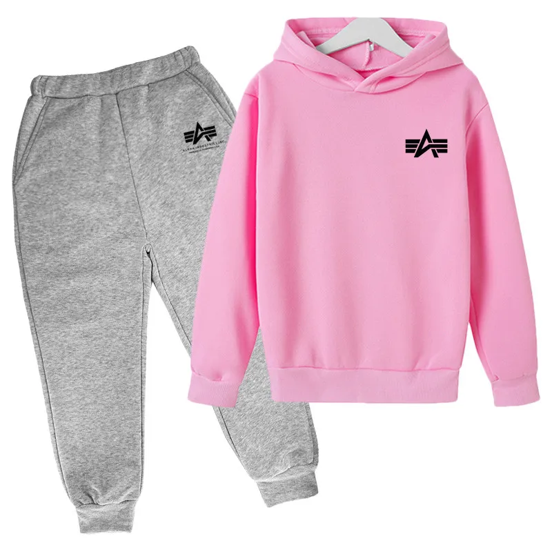 

Children's Sportswear 2021 Autumn and Winter Long-sleeved Plus Velvet Boys and Girls Leisure Suit Two-piece Sports Suit