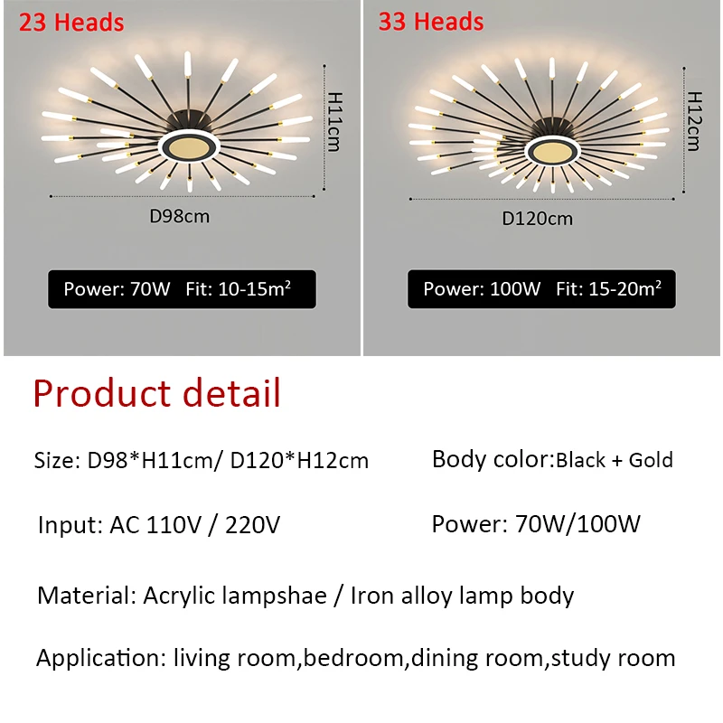 

Modern LED Ceiling Light Home Lighting for Living Room Dining Room Bedroom Kitchen Lamps Gold Black Indoor Decor Ceiling Lamps