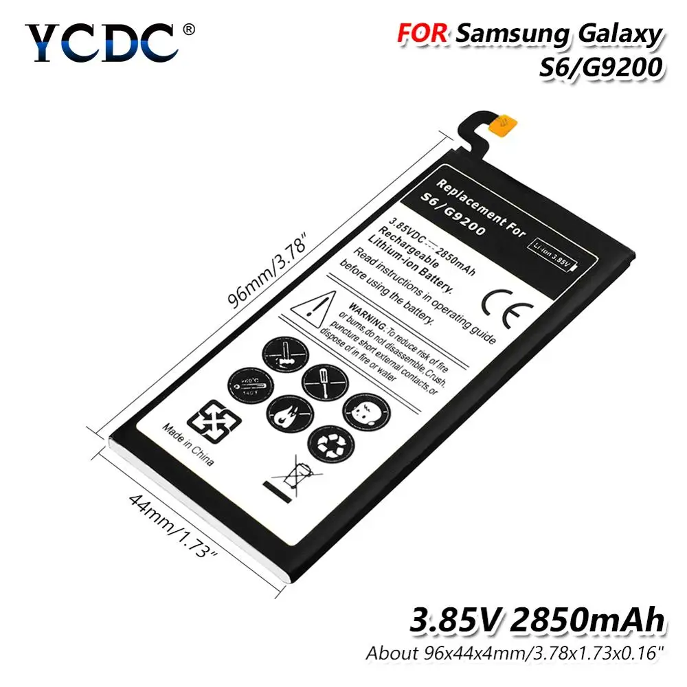 Универсальный аккумулятор 3 85 В 2850 мАч для Samsung Galaxy S6 G9200 G920F G920I G925S G9209 G920A SM