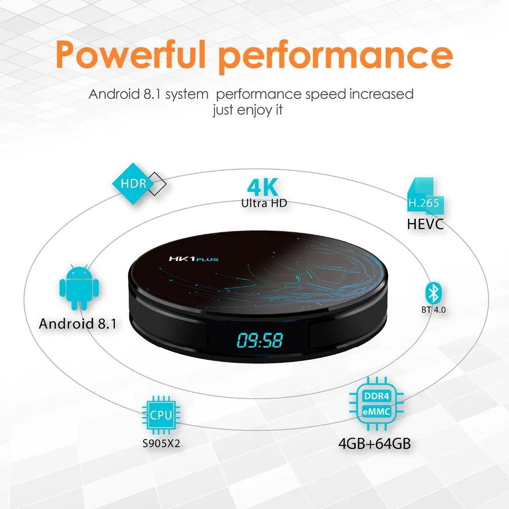 4 Гб 64 Гб HK1 Plus Android 9,0 ТВ BOX Amlogic S905X2 4 ядра, Wi-Fi, BT4.0 H.265 4K Youtube Google Play Смарт ТВ коробка PK X96 MAX X2