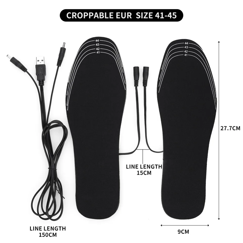 1 пара USB стельки с подогревом для ног, согревающие стельки для ног, теплые носки для ног, зимние уличные спортивные стельки для обуви, Теплые Зимние Стельки