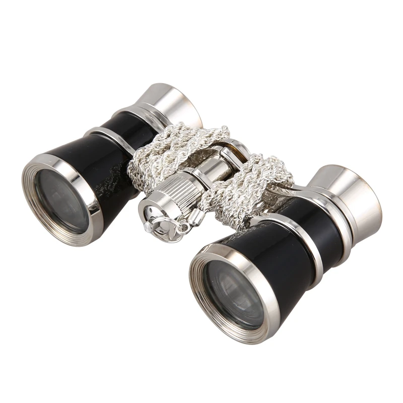 NEW ARRIVAL-3 x 25 Opera Glasses Binoculars Metal Body with Chain Optical Lens Theater Telescope Gift Black | Инструменты