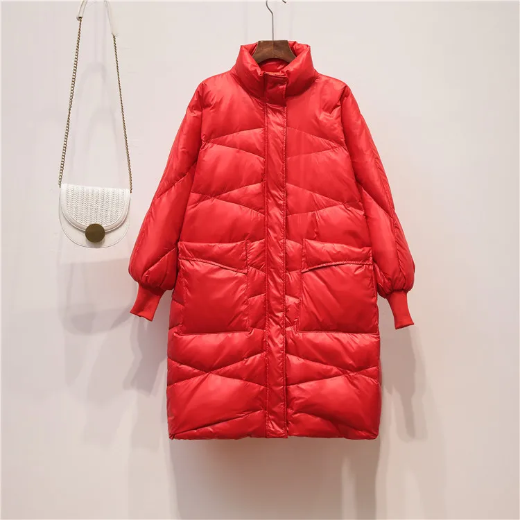 Женская куртка с воротником-стойкой Fitaylor длинная на 90% белом утином пуху