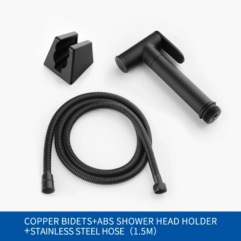 

Solid Brass Black Handheld Bidet Sprayer Shattaf Women PP Wash Spray Bidet Shower Set With PVC Shower Hose Free Shipping
